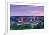 Elevated View over Donauworth Old Town Illuminated at Sunset, Donauworth, Swabia, Bavaria, Germany-Doug Pearson-Framed Photographic Print