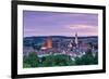 Elevated View over Donauworth Old Town Illuminated at Sunset, Donauworth, Swabia, Bavaria, Germany-Doug Pearson-Framed Photographic Print