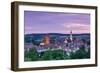 Elevated View over Donauworth Old Town Illuminated at Sunset, Donauworth, Swabia, Bavaria, Germany-Doug Pearson-Framed Photographic Print