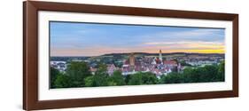 Elevated View over Donauworth Old Town Illuminated at Sunset, Donauworth, Swabia, Bavaria, Germany-Doug Pearson-Framed Photographic Print