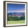 Elevated View over Donauworth Old Town Illuminated at Sunset, Donauworth, Swabia, Bavaria, Germany-Doug Pearson-Framed Photographic Print