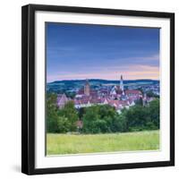 Elevated View over Donauworth Old Town Illuminated at Sunset, Donauworth, Swabia, Bavaria, Germany-Doug Pearson-Framed Photographic Print