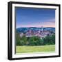 Elevated View over Donauworth Old Town Illuminated at Sunset, Donauworth, Swabia, Bavaria, Germany-Doug Pearson-Framed Photographic Print