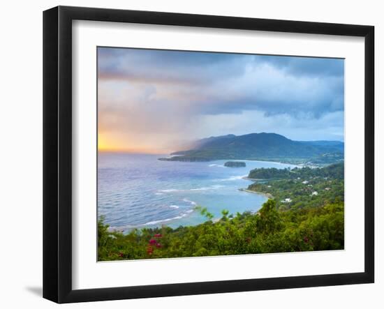 Elevated View over Dramatic Coastline from Noel Cowards 'Firefly', Roundhill, St. Mary Parish, Jama-Doug Pearson-Framed Photographic Print