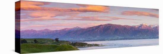 Elevated View over Dramatic Landscape Illuminated at Sunrise, Kaikoura, South Island, New Zealand-Doug Pearson-Stretched Canvas