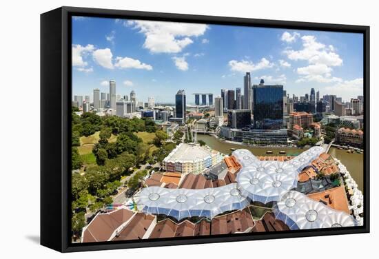 Elevated View over Fort Canning Park and the Modern City Skyline, Singapore, Southeast Asia, Asia-Gavin Hellier-Framed Stretched Canvas