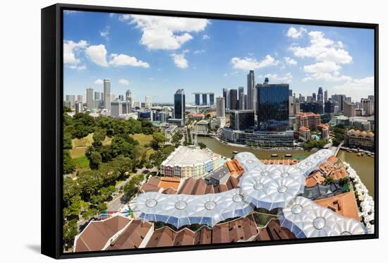 Elevated View over Fort Canning Park and the Modern City Skyline, Singapore, Southeast Asia, Asia-Gavin Hellier-Framed Stretched Canvas