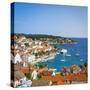 Elevated View over Hvar's Picturesque Harbour, Stari Grad (Old Town), Hvar, Dalmatia, Croatia-Doug Pearson-Stretched Canvas