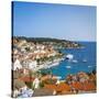 Elevated View over Hvar's Picturesque Harbour, Stari Grad (Old Town), Hvar, Dalmatia, Croatia-Doug Pearson-Stretched Canvas