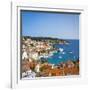 Elevated View over Hvar's Picturesque Harbour, Stari Grad (Old Town), Hvar, Dalmatia, Croatia-Doug Pearson-Framed Photographic Print