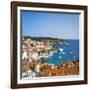 Elevated View over Hvar's Picturesque Harbour, Stari Grad (Old Town), Hvar, Dalmatia, Croatia-Doug Pearson-Framed Photographic Print