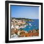 Elevated View over Hvar's Picturesque Harbour, Stari Grad (Old Town), Hvar, Dalmatia, Croatia-Doug Pearson-Framed Photographic Print