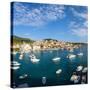 Elevated View over Hvar's Picturesque Harbour, Stari Grad (Old Town), Hvar, Dalmatia, Croatia-Doug Pearson-Stretched Canvas