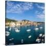 Elevated View over Hvar's Picturesque Harbour, Stari Grad (Old Town), Hvar, Dalmatia, Croatia-Doug Pearson-Stretched Canvas