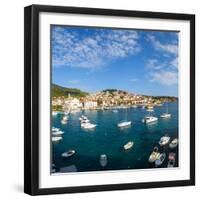 Elevated View over Hvar's Picturesque Harbour, Stari Grad (Old Town), Hvar, Dalmatia, Croatia-Doug Pearson-Framed Photographic Print