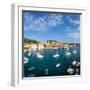 Elevated View over Hvar's Picturesque Harbour, Stari Grad (Old Town), Hvar, Dalmatia, Croatia-Doug Pearson-Framed Photographic Print