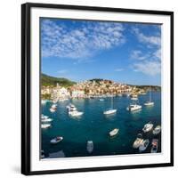 Elevated View over Hvar's Picturesque Harbour, Stari Grad (Old Town), Hvar, Dalmatia, Croatia-Doug Pearson-Framed Photographic Print