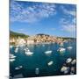 Elevated View over Hvar's Picturesque Harbour, Stari Grad (Old Town), Hvar, Dalmatia, Croatia-Doug Pearson-Mounted Photographic Print