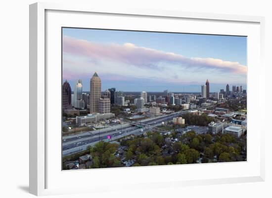 Elevated View over Interstate 85 Passing the Atlanta Skyline-Gavin Hellier-Framed Photographic Print