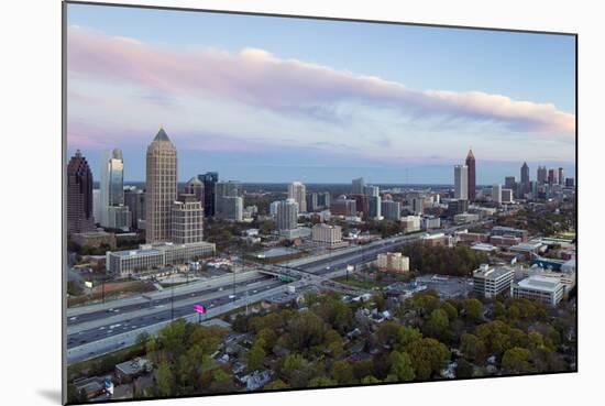 Elevated View over Interstate 85 Passing the Atlanta Skyline-Gavin Hellier-Mounted Photographic Print