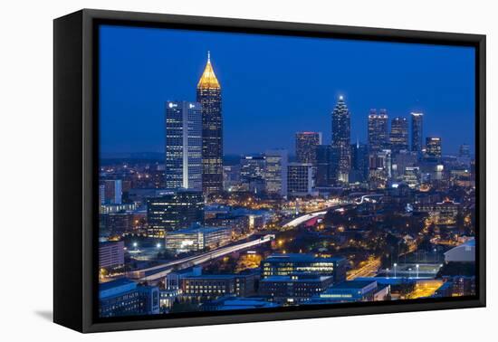 Elevated View over Interstate 85 Passing the Atlanta Skyline-Gavin Hellier-Framed Stretched Canvas