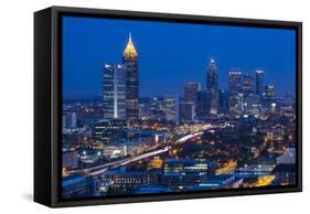 Elevated View over Interstate 85 Passing the Atlanta Skyline-Gavin Hellier-Framed Stretched Canvas