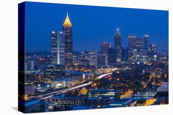 Elevated View over Interstate 85 Passing the Atlanta Skyline-Gavin Hellier-Stretched Canvas