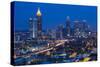 Elevated View over Interstate 85 Passing the Atlanta Skyline-Gavin Hellier-Stretched Canvas