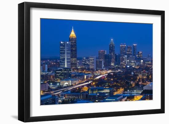 Elevated View over Interstate 85 Passing the Atlanta Skyline-Gavin Hellier-Framed Photographic Print