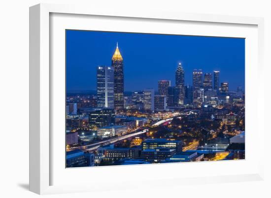 Elevated View over Interstate 85 Passing the Atlanta Skyline-Gavin Hellier-Framed Photographic Print