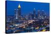 Elevated View over Interstate 85 Passing the Atlanta Skyline-Gavin Hellier-Stretched Canvas