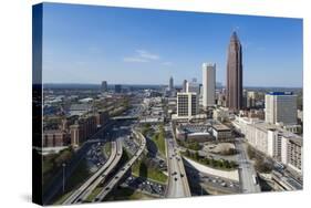 Elevated View over Interstate 85 Passing the Midtown Atlanta Skyline-Gavin Hellier-Stretched Canvas