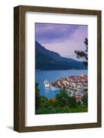 Elevated View over Korcula's Picturesque Stari Grad (Old Town) Illuminated at Dusk-Doug Pearson-Framed Photographic Print