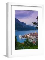 Elevated View over Korcula's Picturesque Stari Grad (Old Town) Illuminated at Dusk-Doug Pearson-Framed Photographic Print