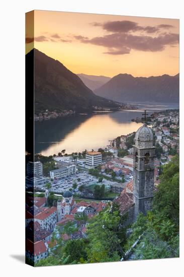 Elevated View over Kotor's Stari Grad (Old Town) and the Bay of Kotor Illuminated-Doug Pearson-Stretched Canvas