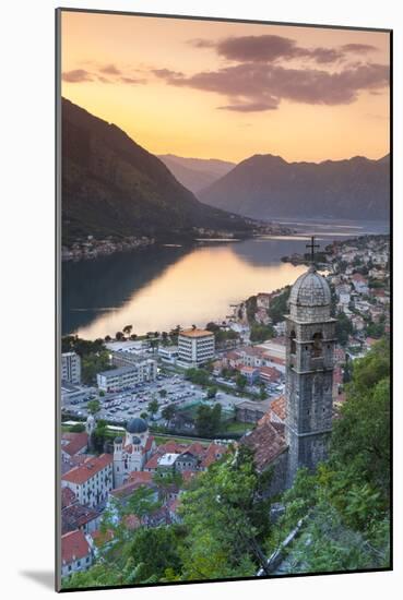 Elevated View over Kotor's Stari Grad (Old Town) and the Bay of Kotor Illuminated-Doug Pearson-Mounted Photographic Print