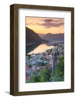 Elevated View over Kotor's Stari Grad (Old Town) and the Bay of Kotor Illuminated-Doug Pearson-Framed Photographic Print
