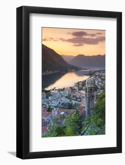 Elevated View over Kotor's Stari Grad (Old Town) and the Bay of Kotor Illuminated-Doug Pearson-Framed Photographic Print