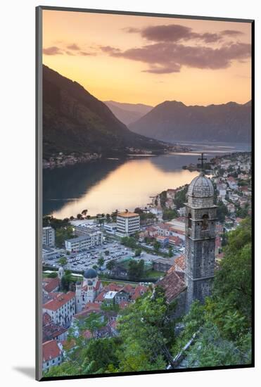 Elevated View over Kotor's Stari Grad (Old Town) and the Bay of Kotor Illuminated-Doug Pearson-Mounted Photographic Print