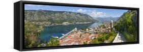 Elevated View over Kotor's Stari Grad (Old Town) and the Bay of Kotor, Kotor, Montenegro-Doug Pearson-Framed Stretched Canvas