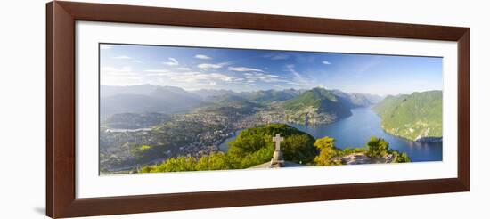 Elevated View over Lugano from Monte San Salvatore, Lake Lugano, Ticino, Switzerland-Doug Pearson-Framed Photographic Print