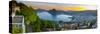 Elevated View over Lugano Illuminated at Sunset, Lake Lugano, Ticino, Switzerland-Doug Pearson-Stretched Canvas