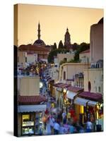 Elevated View over Mosque and Old Town, Rhodes Town, Rhodes, Greece-Doug Pearson-Stretched Canvas