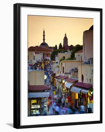 Elevated View over Mosque and Old Town, Rhodes Town, Rhodes, Greece-Doug Pearson-Framed Photographic Print