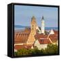 Elevated View over Old Town Church Spires, Donauworth, Swabia, Bavaria, Germany-Doug Pearson-Framed Stretched Canvas