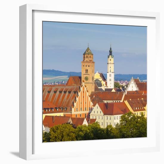 Elevated View over Old Town Church Spires, Donauworth, Swabia, Bavaria, Germany-Doug Pearson-Framed Photographic Print