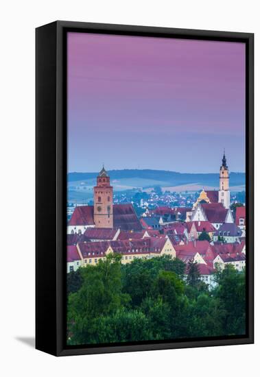 Elevated View over Old Town Illuminated at Dawn, Donauworth, Swabia, Bavaria, Germany-Doug Pearson-Framed Stretched Canvas