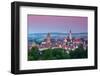 Elevated View over Old Town Illuminated at Dawn, Donauworth, Swabia, Bavaria, Germany-Doug Pearson-Framed Photographic Print