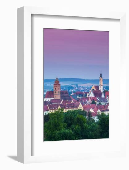 Elevated View over Old Town Illuminated at Dawn, Donauworth, Swabia, Bavaria, Germany-Doug Pearson-Framed Photographic Print