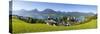 Elevated View over Parish Church and St. Wolfgang, Wolfgangsee Lake, Flachgau-Doug Pearson-Stretched Canvas